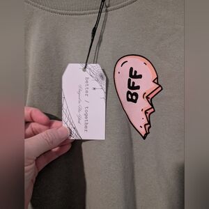 Olive Green BFF Heart Sweatshirt Better Together